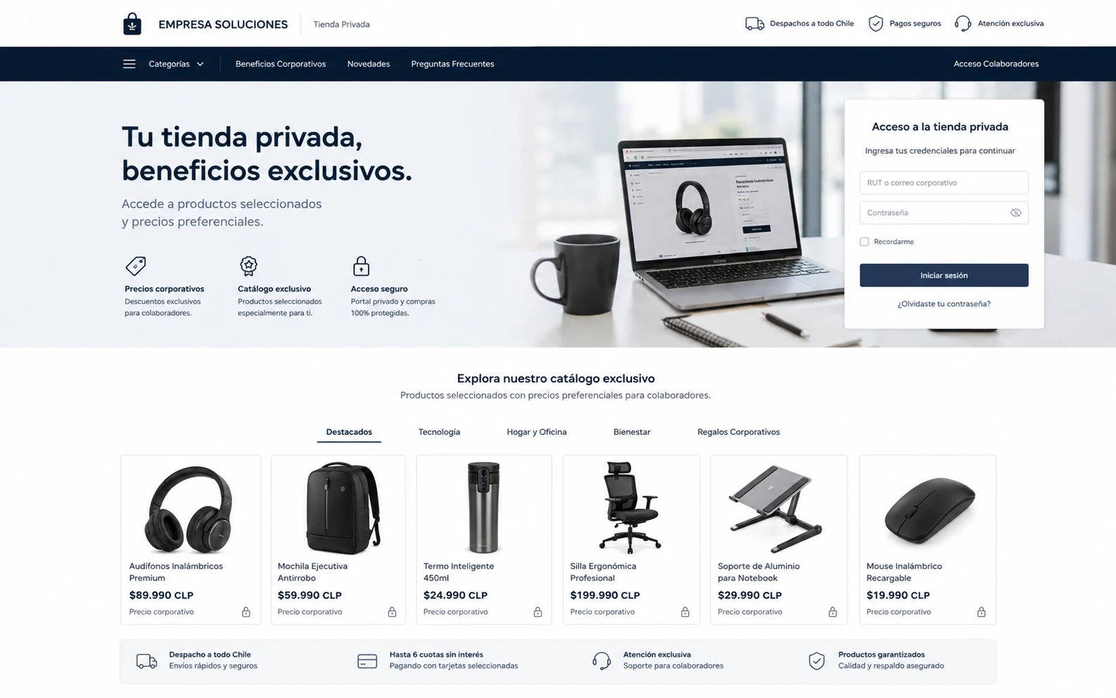 Tienda privada corporativa a medida Empresa Soluciones