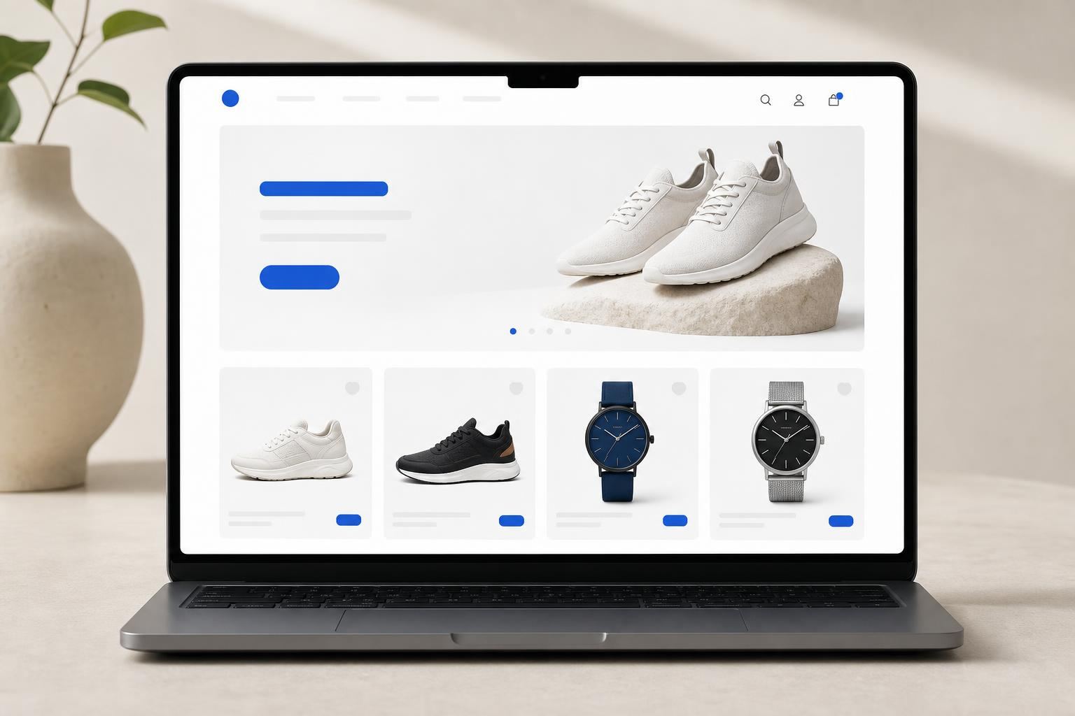 Mockup de tienda online en notebook