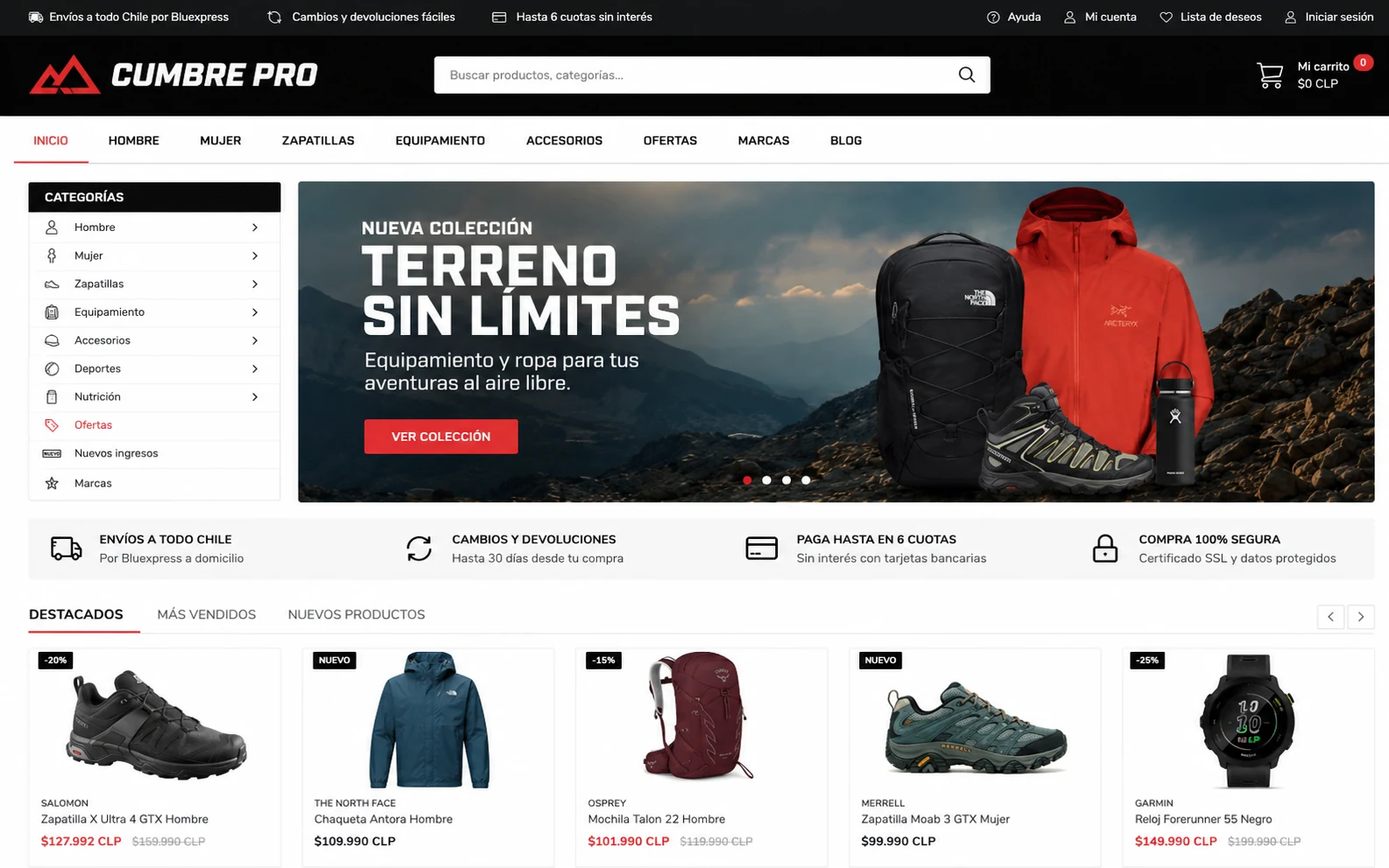 Ecommerce Magento Cumbre Pro para deportes