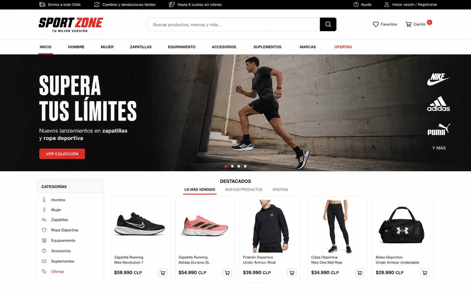 Tienda PrestaShop Sport Zone para deportes