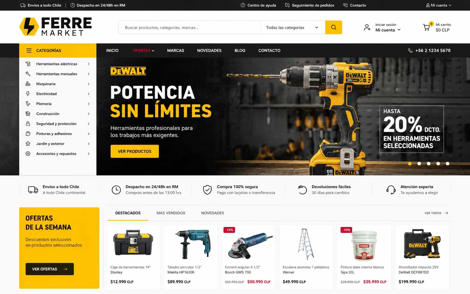 Tienda PrestaShop Ferre Market para ferretería