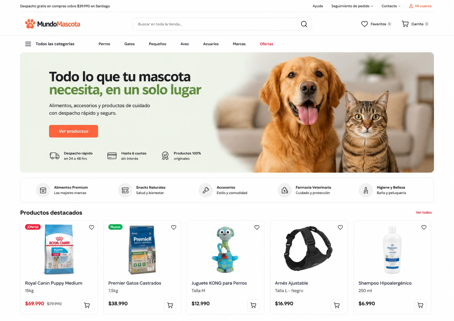 Tienda PrestaShop Patitas Market para mascotas