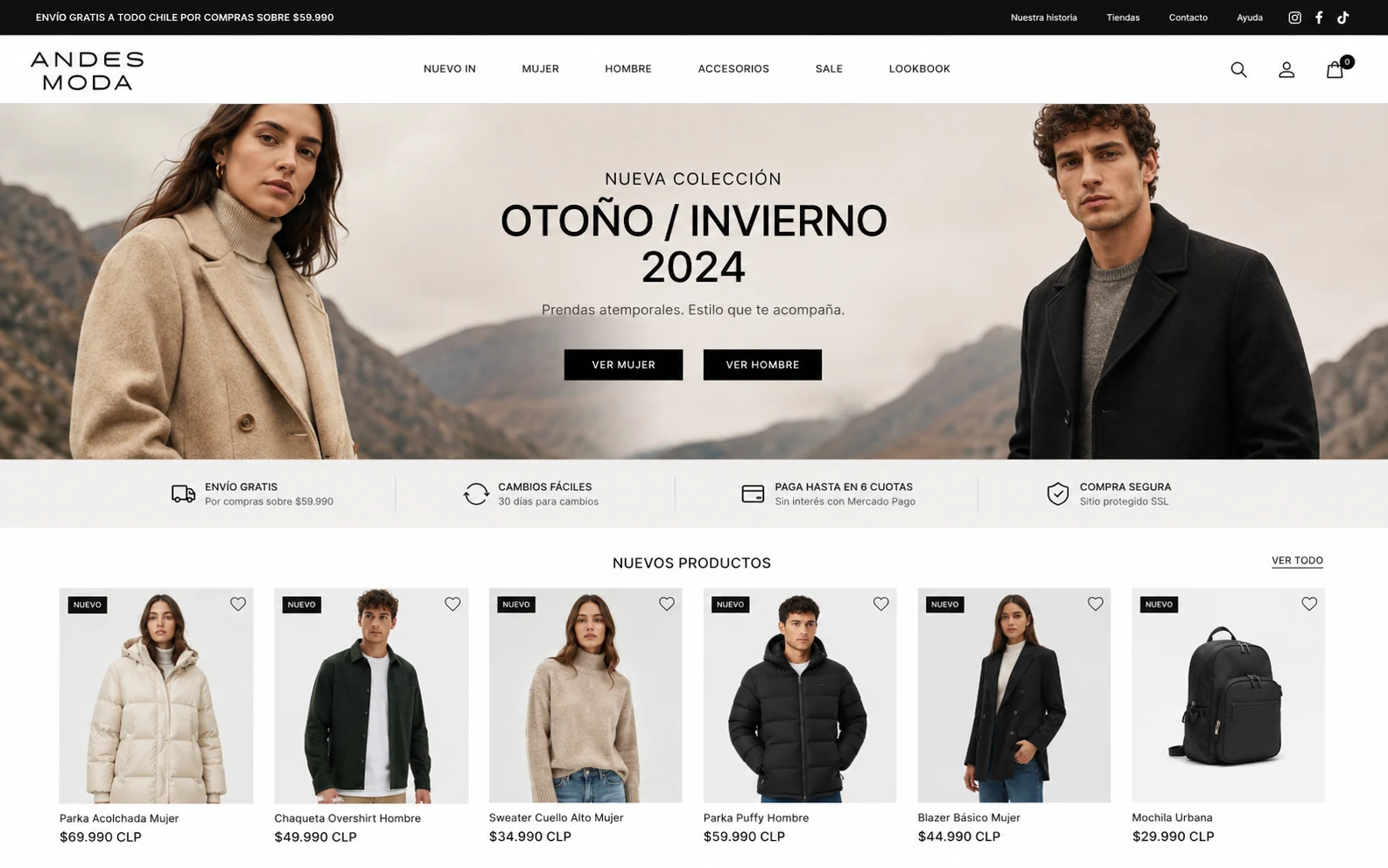 Tienda PrestaShop Andes Moda para moda y vestuario