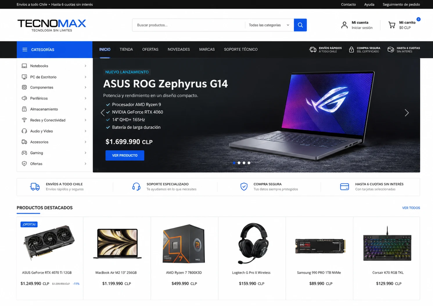 Tienda PrestaShop Tecno Centro para tecnología