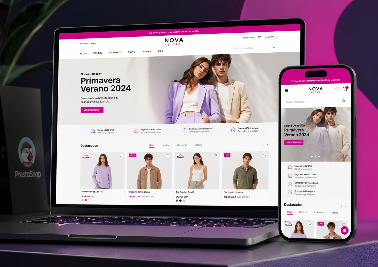 Vista de ecommerce PrestaShop