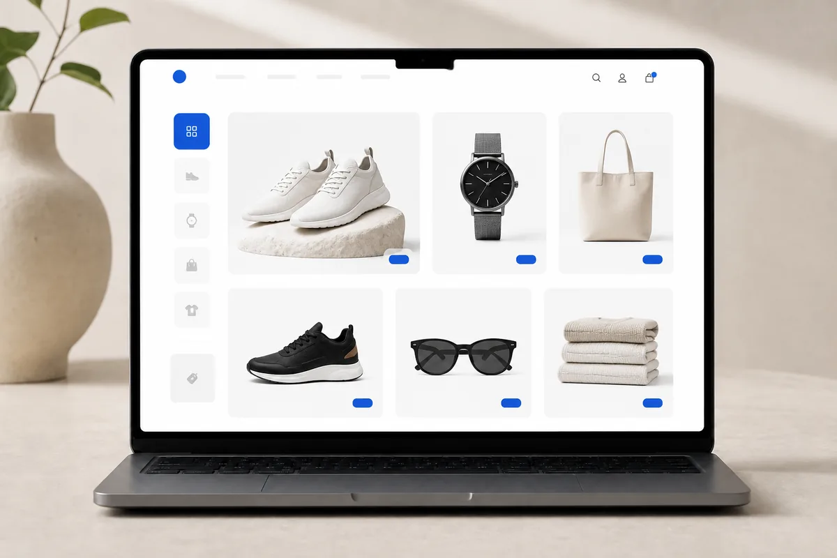 Vista conceptual de categorías de ecommerce