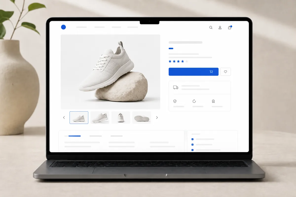 Vista conceptual de ficha de producto ecommerce