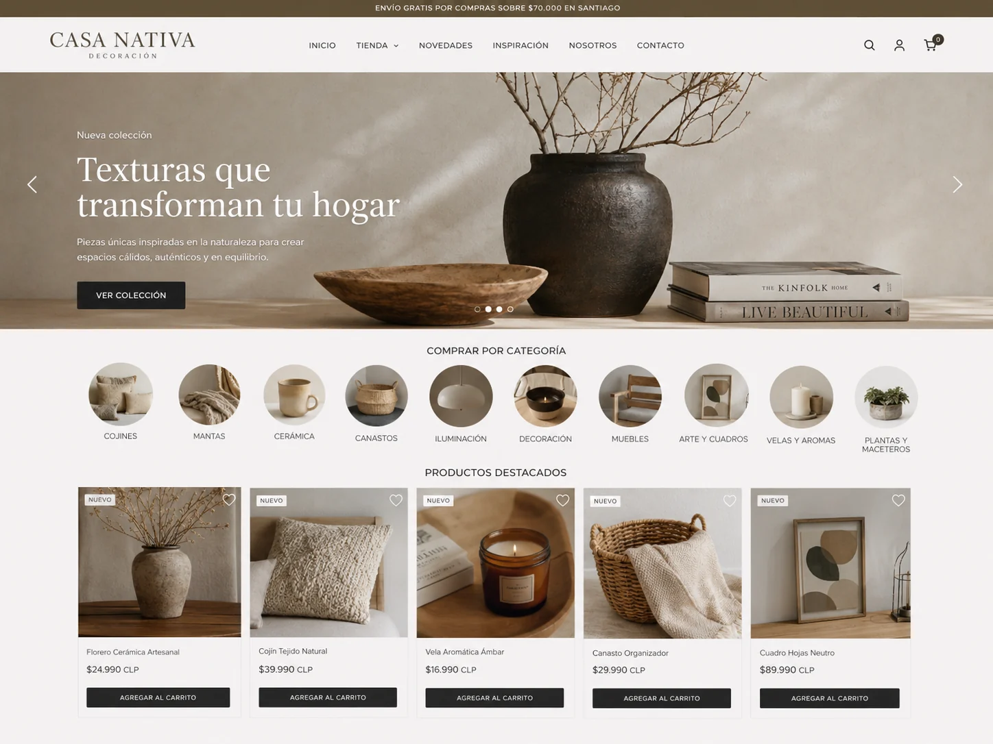 Tienda WooCommerce Casa Deco para decoración