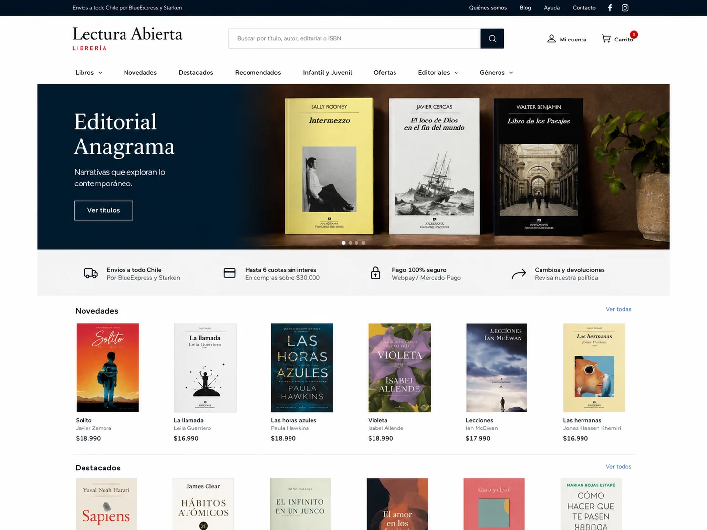 Tienda WooCommerce Lectura Viva para librería