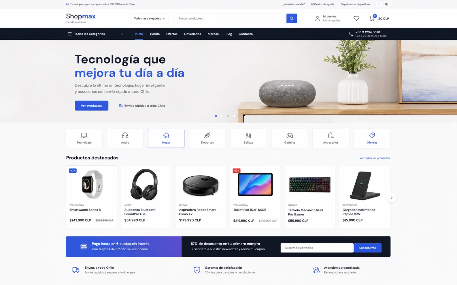 Tienda WooCommerce TecnoSmart para tecnología