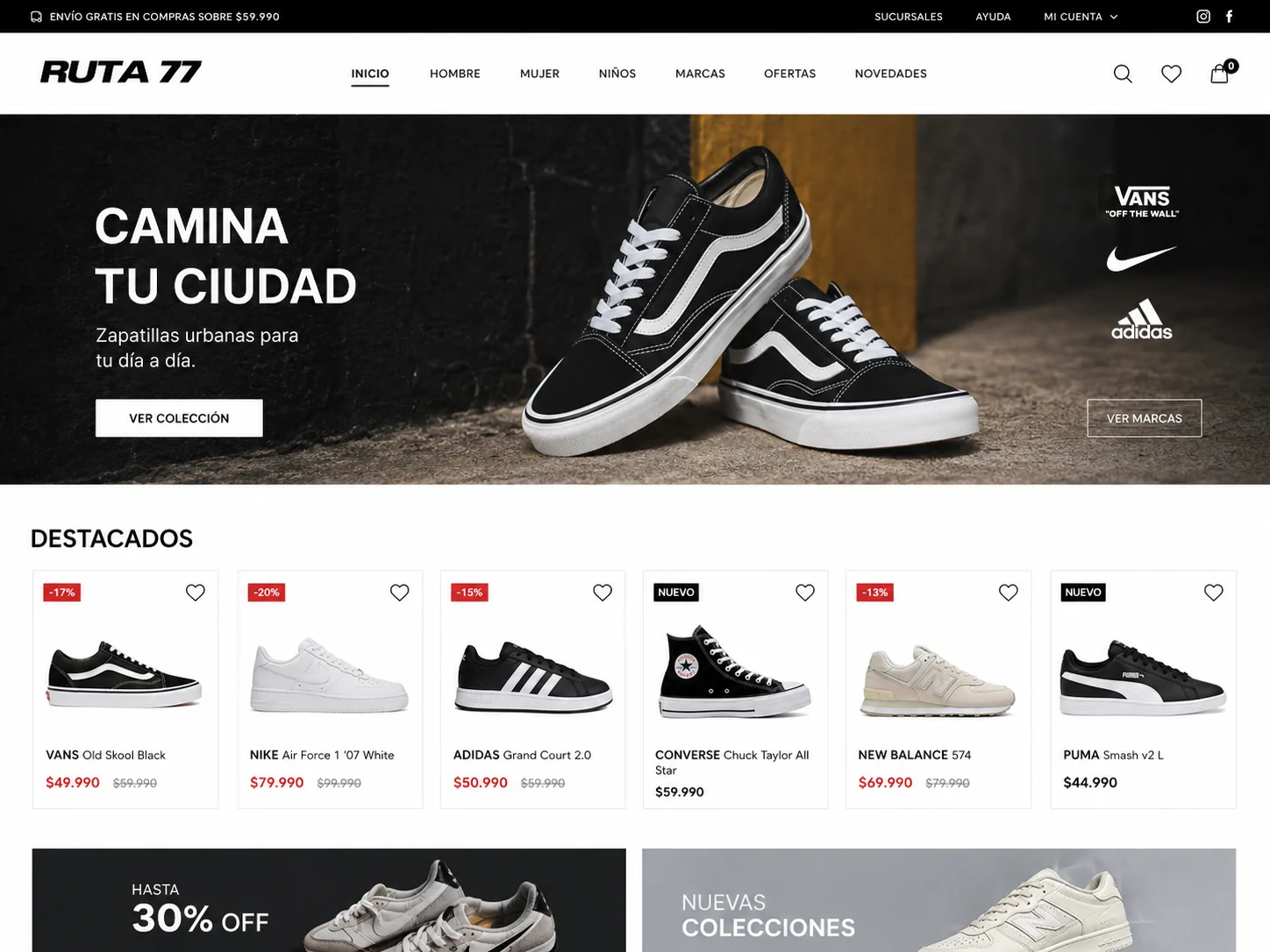 Tienda WooCommerce Zapatería Urbana para calzado